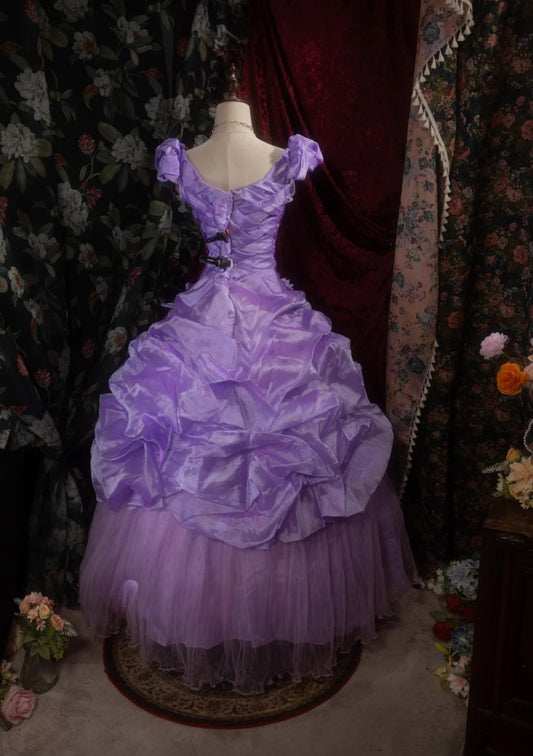 Vintage Purple Prom Dress Square Neck Tulle A-Line Long Evening Dress DP05279