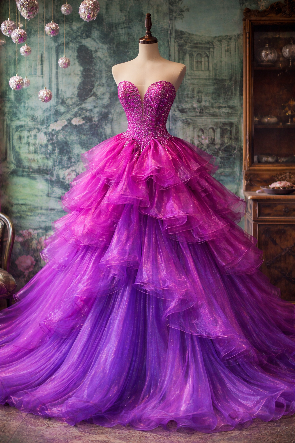 Wunderschönes pinkfarbenes Quinceañera-Kleid, schulterfreies Ballkleid, Tüll, Sweet 16 Kleid, ärmelloses Geburtstagskleid DP05405