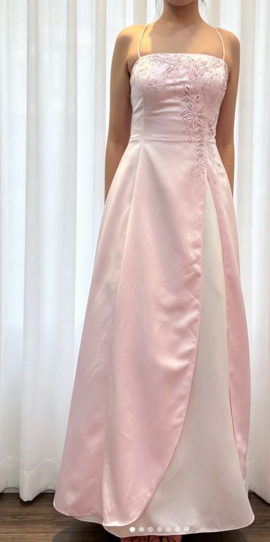 Chic Pink Prom Dress Spaghetti Straps Formal Dress A-Line Satin Long Evening Dress DP05416