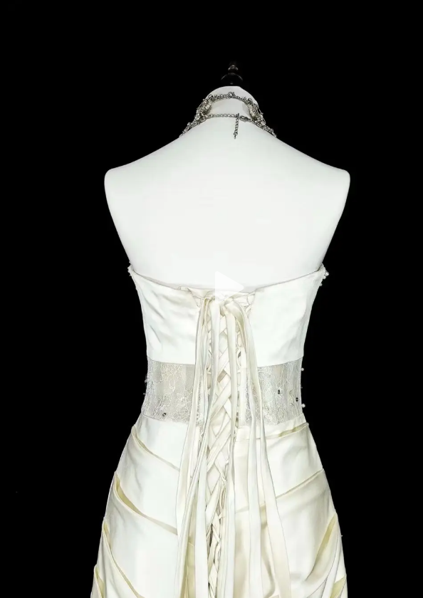Fairy Sweetheart Sheath Long Evening Dress White Prom Dress Satin Formal Dress DP05468