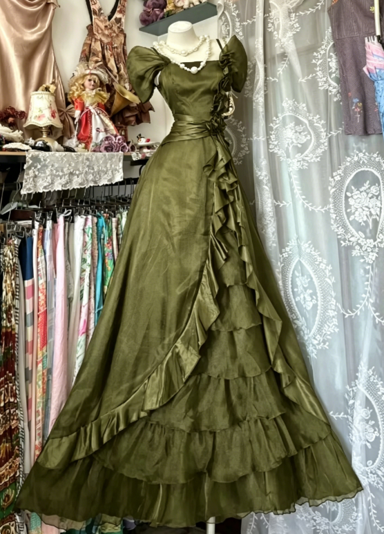 Elegantes Etui-Abendkleid Olivgrünes Ballkleid Chiffon-Abendkleid DP05472
