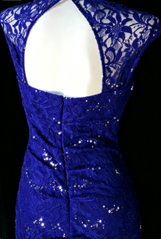 Wunderschönes, figurbetontes langes Abendkleid aus Spitze für Schatz, blaues Ballkleid DP05669
