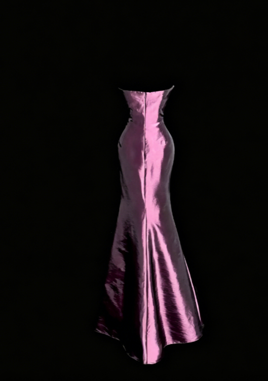 Elegant Strapless Mermaid Satin Long Evening Dress Purple Mother Of Bride Dress DP05835