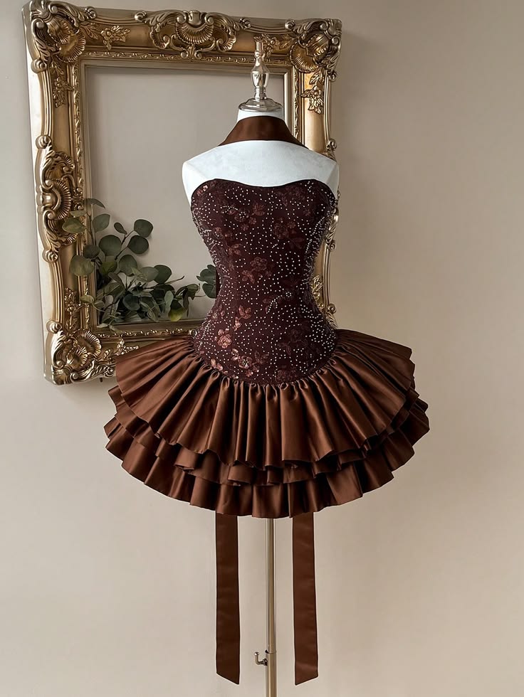 Sweet Brown Short Homecoming Dress Sweetheart A-Line Satin Birthday Dress Sleeveless Party Dress DP05844