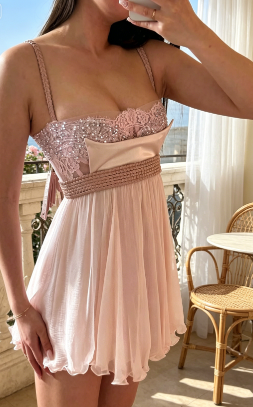 Chic Pink Vacation Dress Spaghetti Straps Birthday Dress Sheath Chiffon Short Prom Dress DP05981