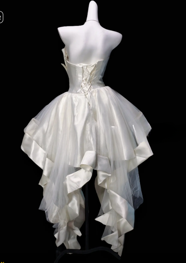 Modisches weißes Hoco-Kleid Satin-Kleid für Party A-Linien-Geburtstagskleid DP06151
