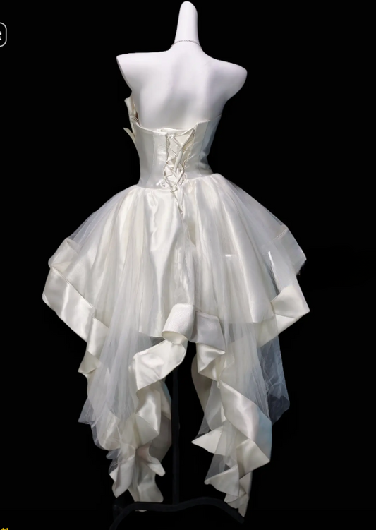 Robe de soirée blanche en satin A-Line Hoco DP06151