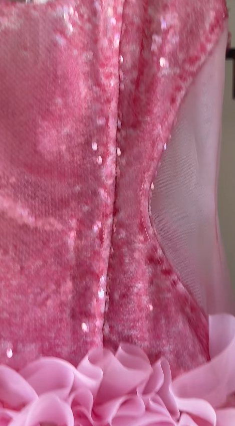 Chic Pink Hoco Dress Bodycon Dress for Party Dress Tulle Sequins Birthday Dress DP06159