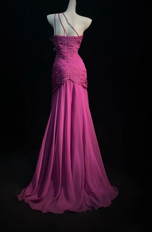Schickes rosa Ballkleid, Etui, Chiffon, langes Abendkleid DP06342