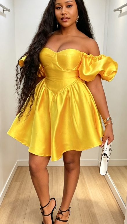 Fashion Yellow Birthday Dress A-Line Sleeveless Hoco Dress Satin Party Dress DP06352