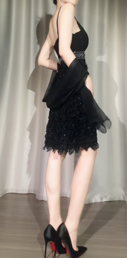 Fashion Black Birthday Dress Sheath Sleeveless Hoco Dress Chiffon Party Dress DP06358