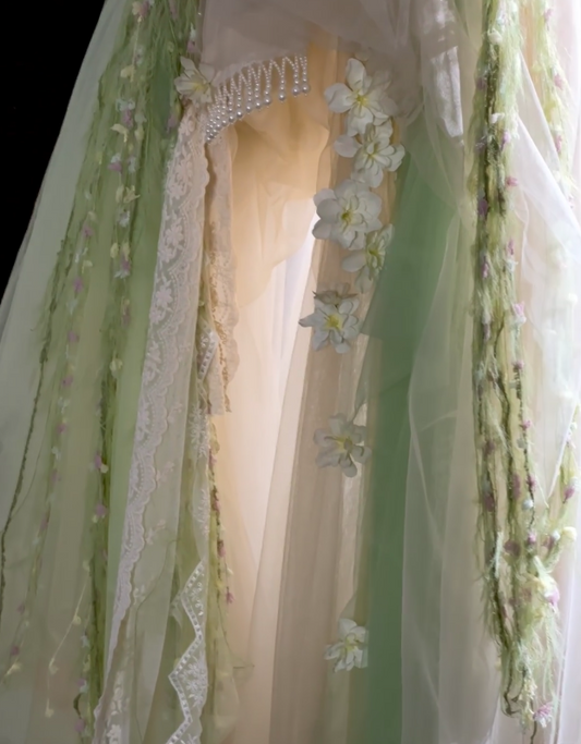 Élégante Robe de Soirée Verte Bretelles Ligne A Tulle Robe de Bal DP06373