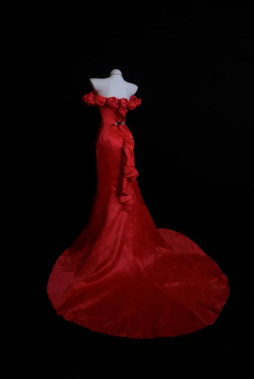Chic Red Prom Dress Satin Sheath Long Evening Dress DP06422