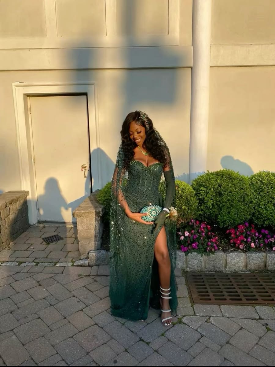 Chic Dark Green Prom Dress Sheath Tulle Long Evening Dress DP06504