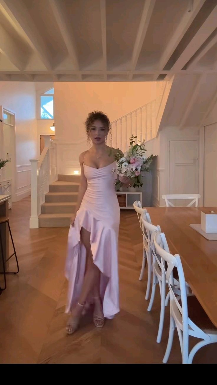 Elegant Pink Prom Dress Sheath Satin Long Evening Dress DP06641