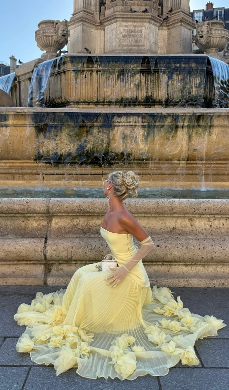 Elegant Yellow Prom Dress Sheath Chiffon Long Evening Dress DP06645