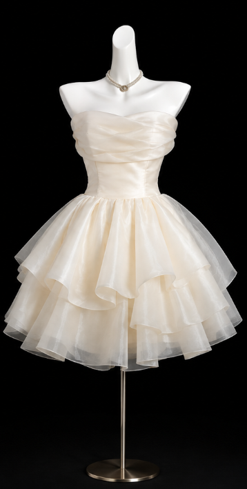 Elegant Ivory Short Homecoming Dress Tulle A-Line 16th Birthday Dress DP06665