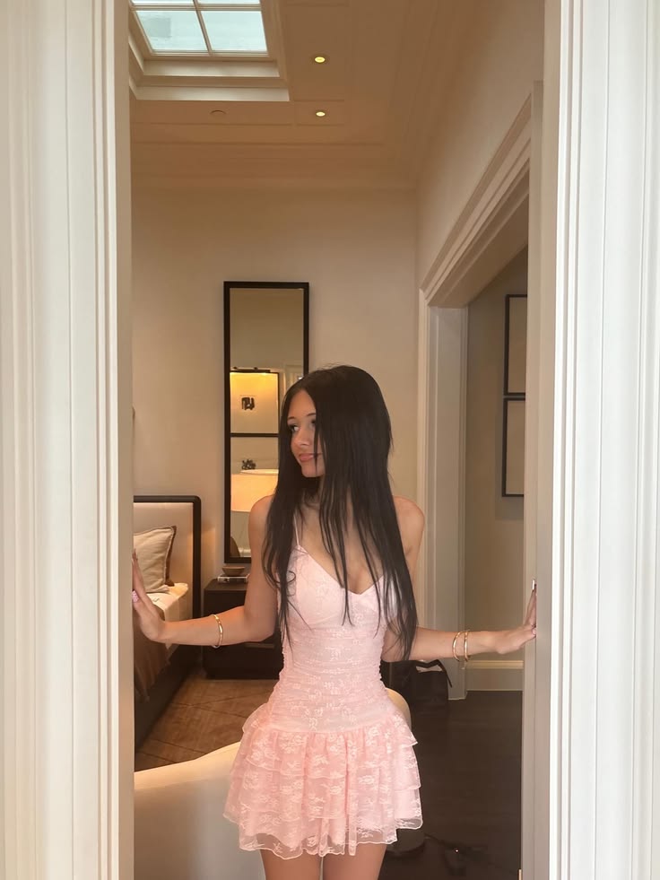 Schickes pinkfarbenes kurzes Heimkehrkleid Spitzen-Scheiden-Geburtstagskleid DP06677