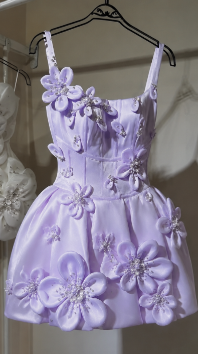 Chic Purple Short Homecoming Dress Satin A-Line Birthday Dress DP06681