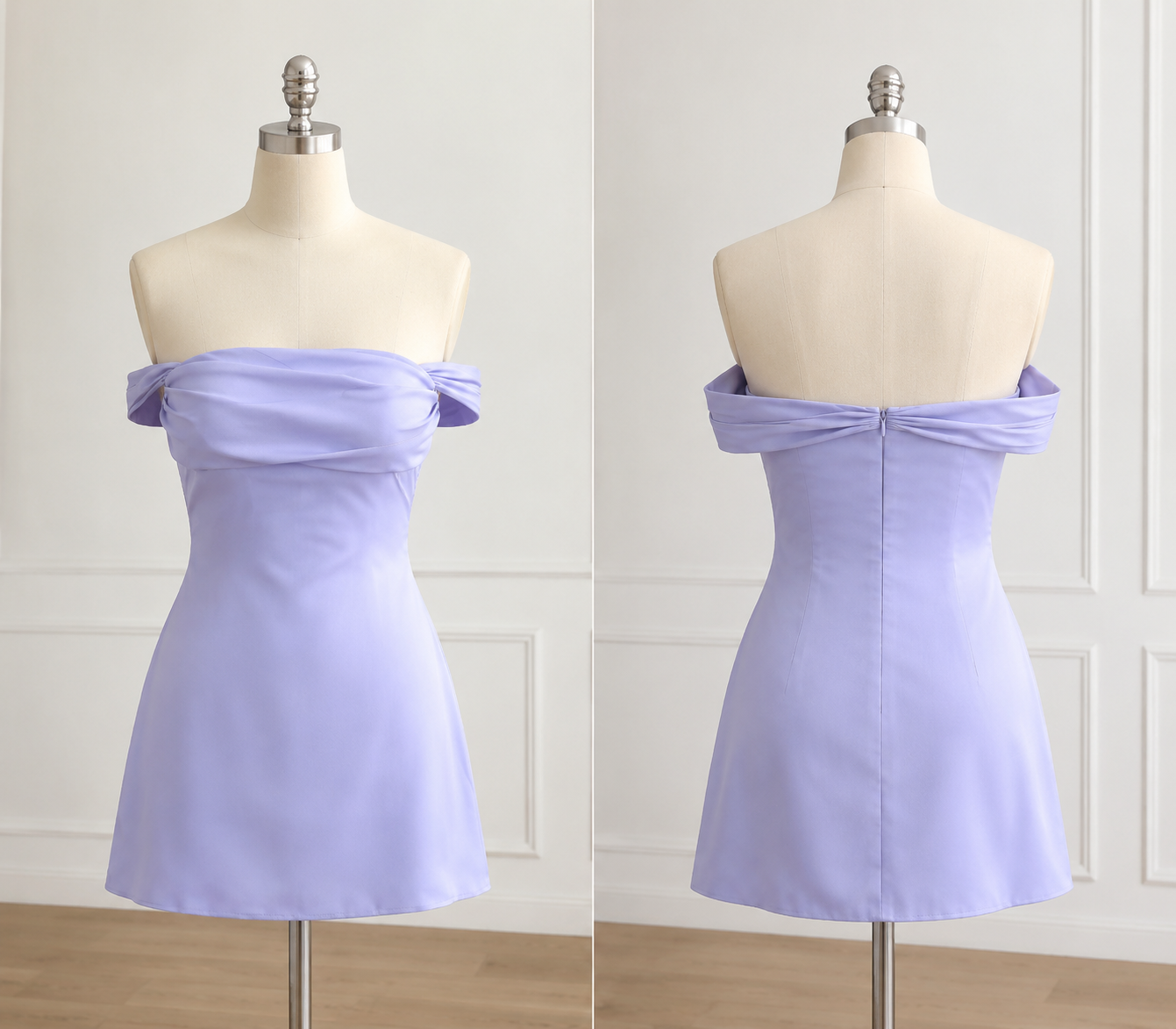 Robe de Soirée Hoco Violette de Forme Fourreau en Satin pour Anniversaire DP06734