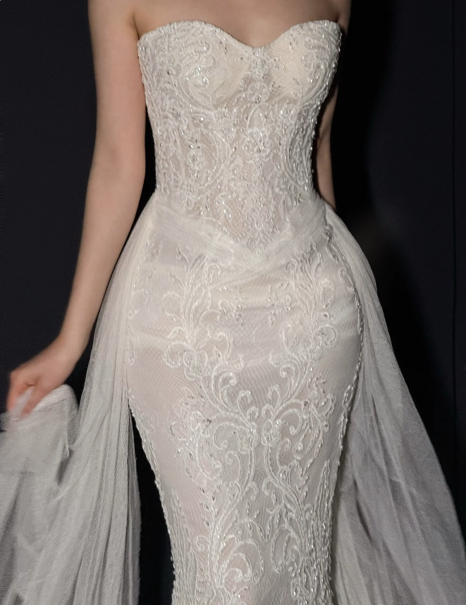 White Wedding Dress Sheath Lace Bridal Gown DP06922
