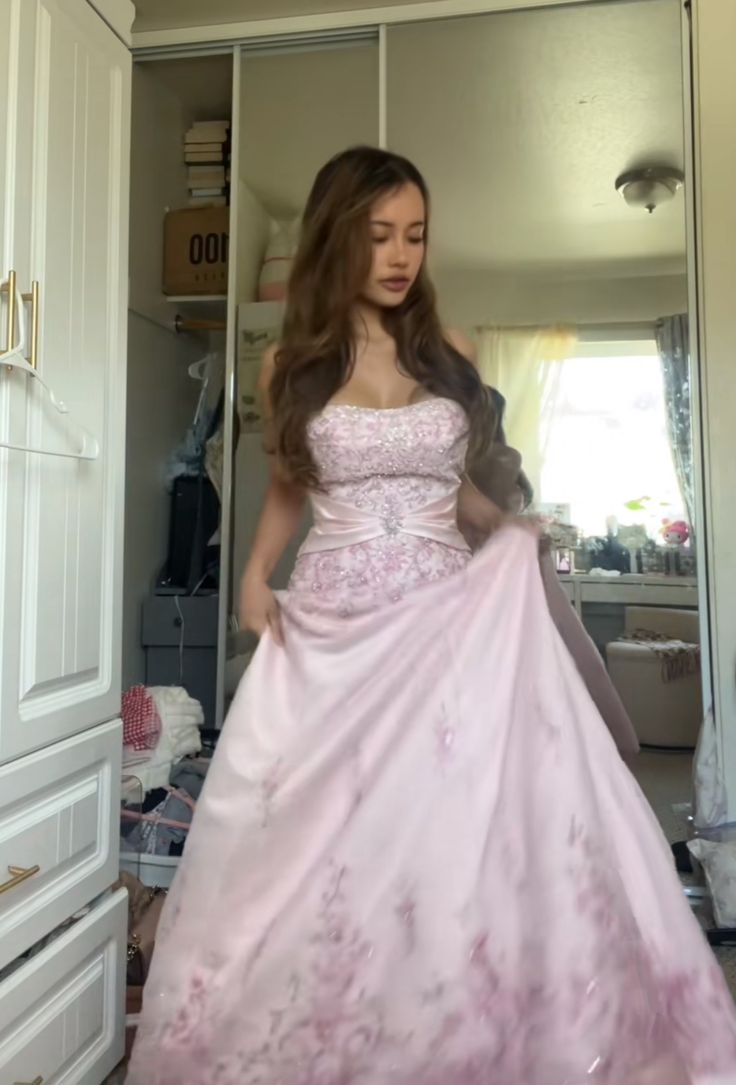 Pretty Pink Prom Dress A-Line Beaded Satin Long Evening Dress DP06957