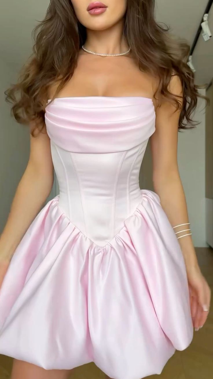 Pretty Pink A-Line Satin Short Homecoming Dress DP06975