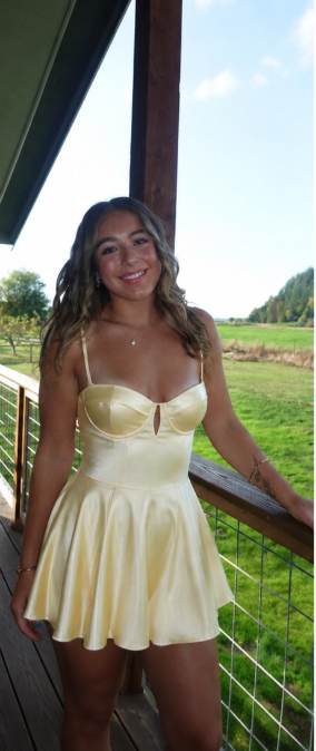 Fashion Yellow A-Line Satin Birthday Dress DP06982