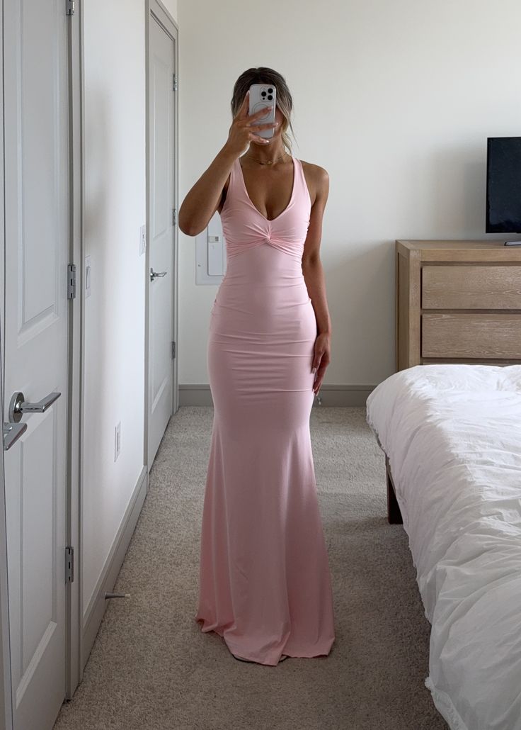 Fashion Pink Sheath Satin Long Prom Dress DP06994