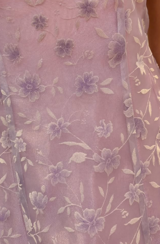 Glamouröses hellviolettes Ballkleid A-Linie Tüll Langes Abendkleid DP07045