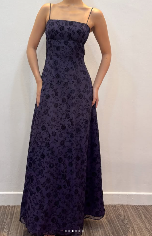 Glamouröses dunkelviolettes Ballkleid A-Linie Tüll Langes Abendkleid DP07046
