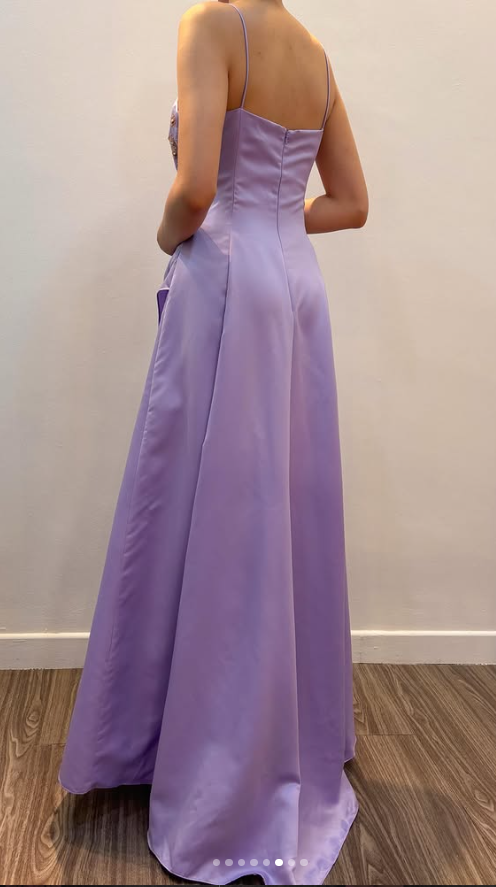 Glamours Lavendel-Ballkleid Etui Satin Langes Abendkleid DP07050