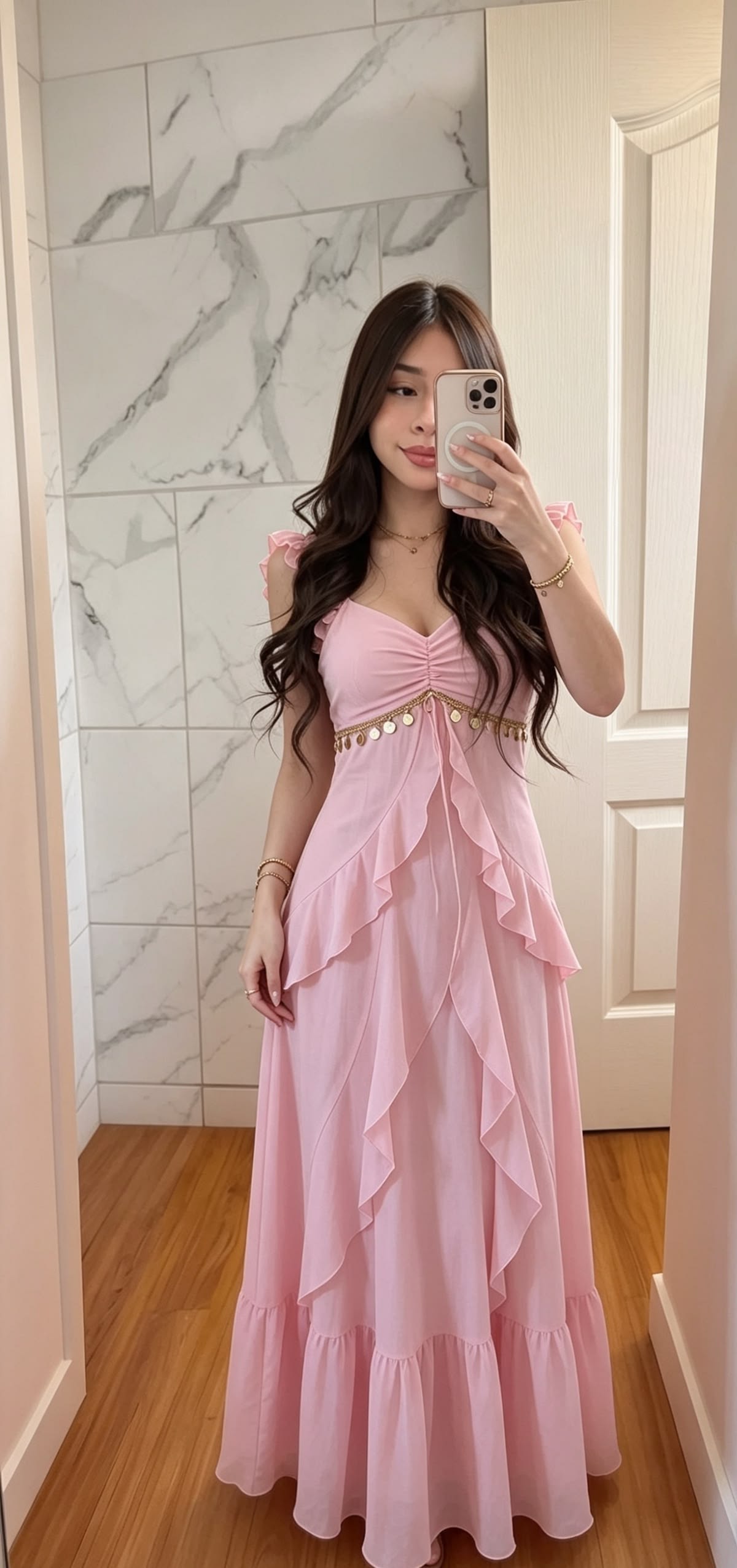 Elegantes rosa Ballkleid, Etui, Chiffon, langes Abendkleid DP07146