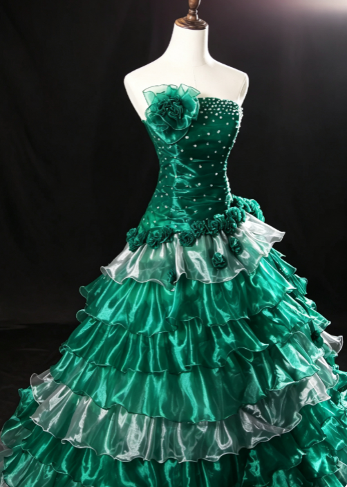 Wunderschönes dunkelgrünes, langes Abendkleid Etui Tüll Ballkleid DP07197