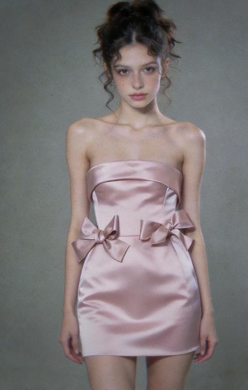Chic Pink Short Homecoming Dress Sheath Satin Birthday Party Dress DP07305