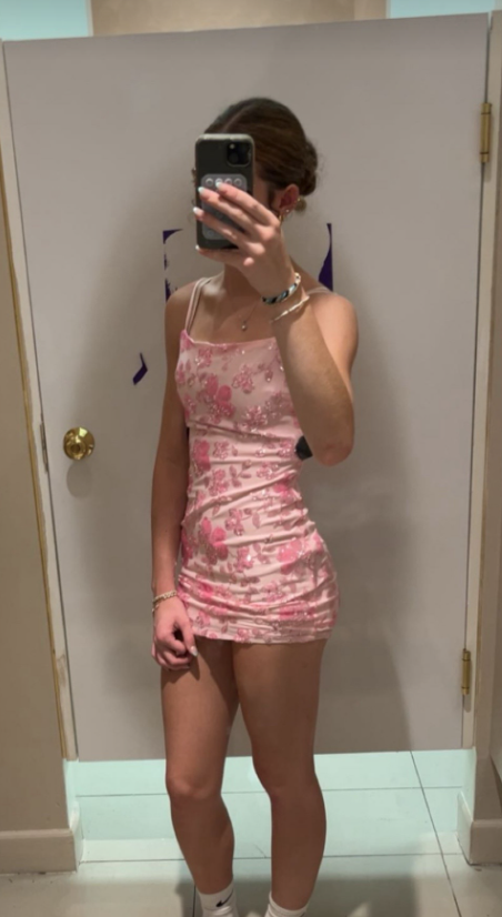 Chic Pink Short Homecoming Dress Sheath Chiffon Appliques Birthday Party Dress DP07308