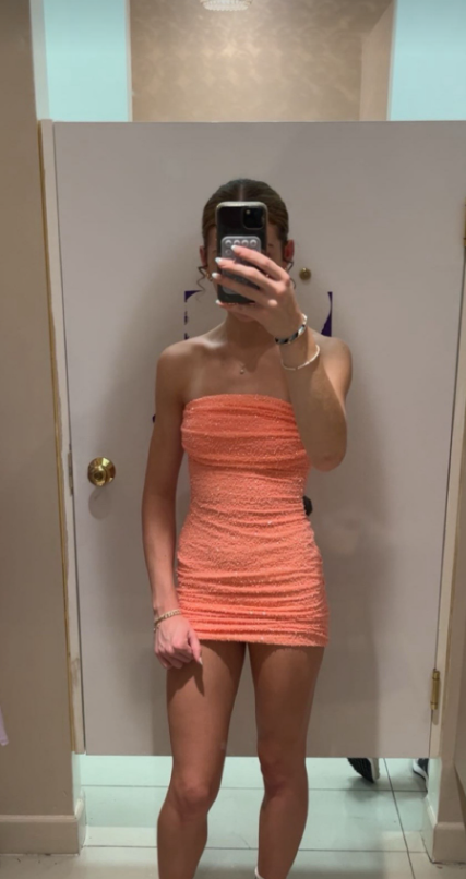 Chic Orange Short Homecoming Dress Sheath Beaded Birthday Party Dress DP07321