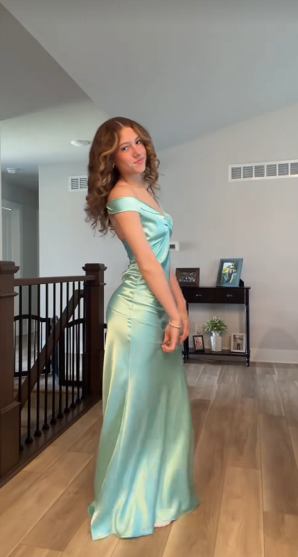 Robe de bal chic bleue fourreau en mousseline longue robe de soirée DP07335