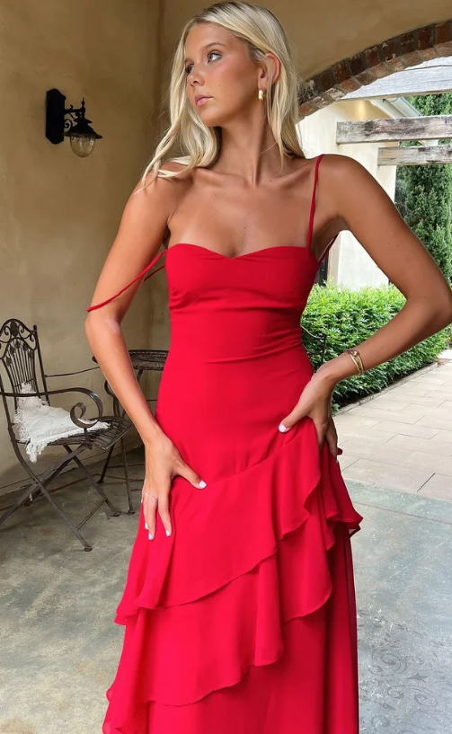 Fashion Sheath Chiffon Long Evening Dress Red Prom Dress DP07371
