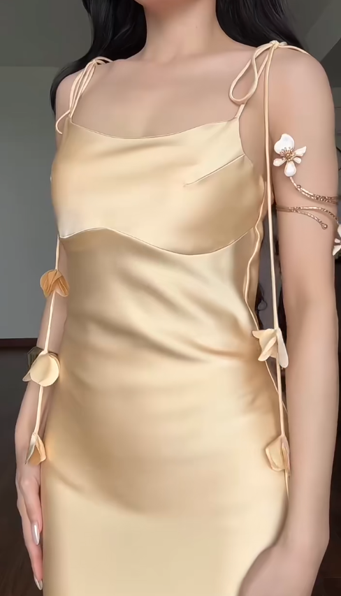 Fashion Sheath Satin Long Evening Dress Yellow Prom Dress DP07375