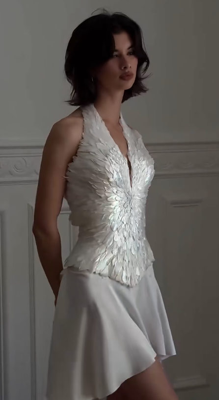 Chic White Short Homecoming Dress Sheath Sequins Birthday Dress DP07402