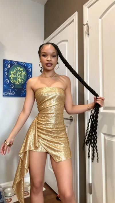 Chic Gold Short Homecoming Dress Sheath Satin Birthday Dress DP07414