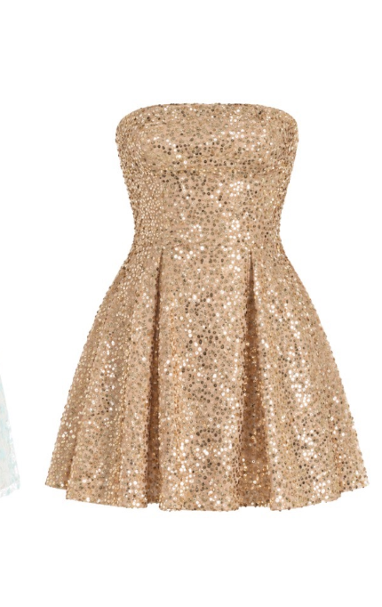 Fairy A-Line Gold Short Homecoming Dress Sequins Birthday DressDP07424