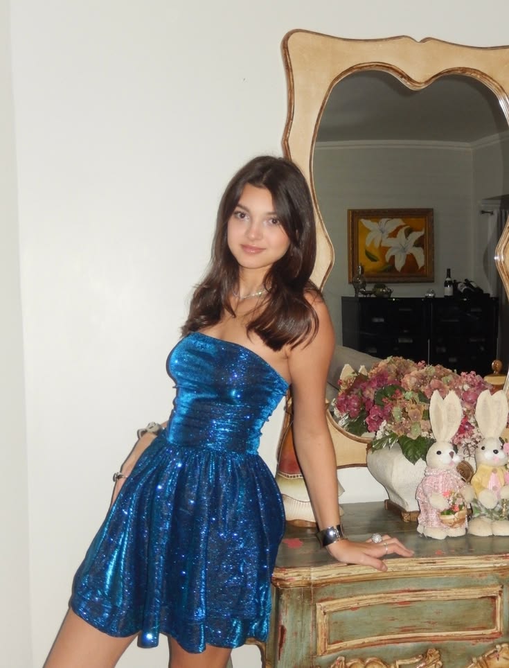 Blue Satin Short Homecoming Dress A-line Birthday Mini Dress DP07468