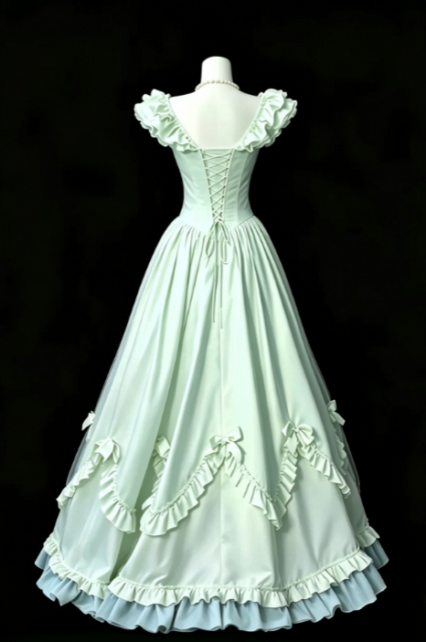 Green Prom Dress A-Line Satin Long Evening Dress DP07497