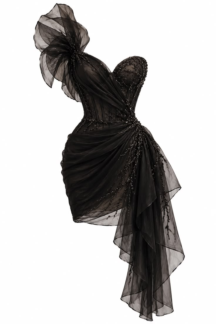 Black Short Homecoming Dress Bodycon Tulle Birthday Dress DP07512