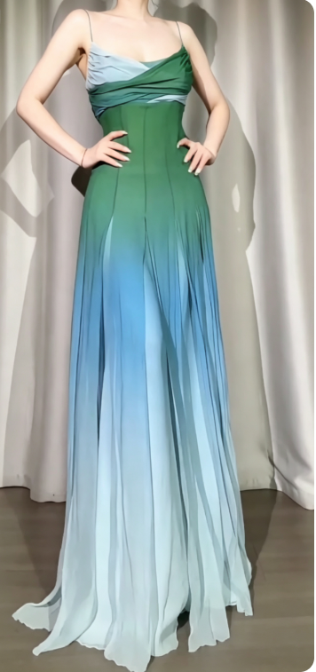 Green Prom Dress Sheath Chiffon Long Evening Dress DP07525