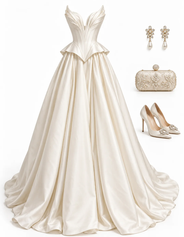 Chic White Prom Dress A-Line Satin Long Prom Dress DP07552