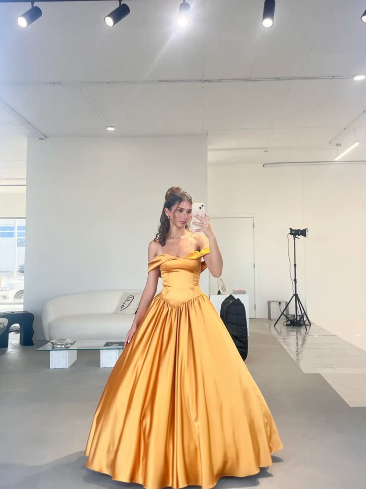 Chic Orange Prom Dress A-Line Satin Long Prom Dress DP07555