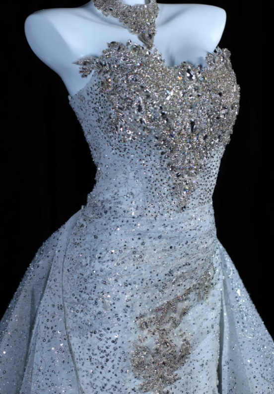 Elegant White Prom Dress Sheath Tulle Long Evening Dress DP07605